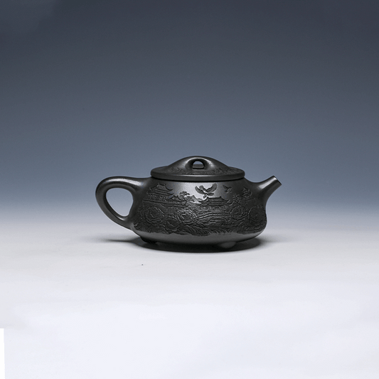 Jing Zhou Shi Piao Yixing Zisha Teapot with Palace Carving, Shi Huang Clay, 250ml