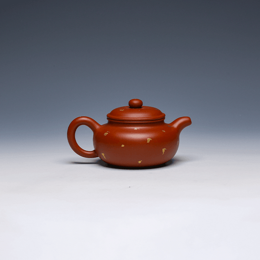 Gold-Splashed Small De Zhong Yixing Zisha Teapot, Da Hong Pao Clay, 150ml