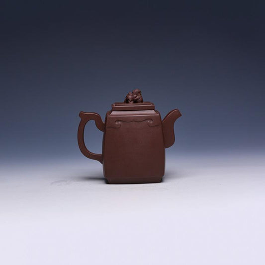 Square Yixing Teapot, Zi Ni Clay, 330ml – Traditional Design - Yixing Teaware