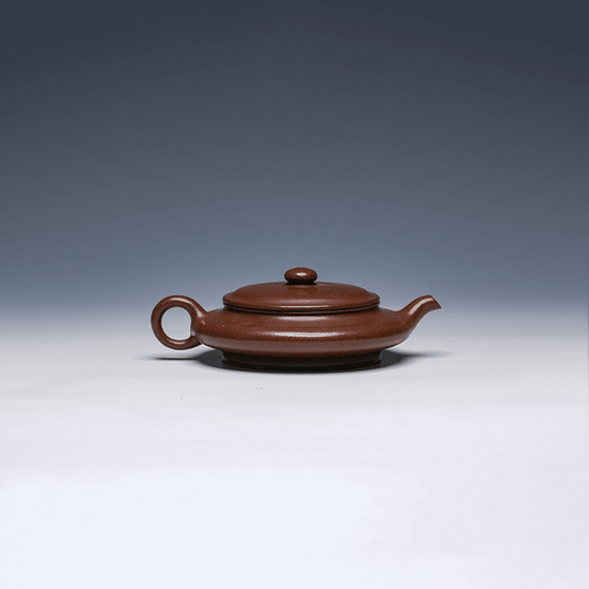 Flat Yixing Zisha Teapot, Purple Clay, 100ml (Gongfu Size)