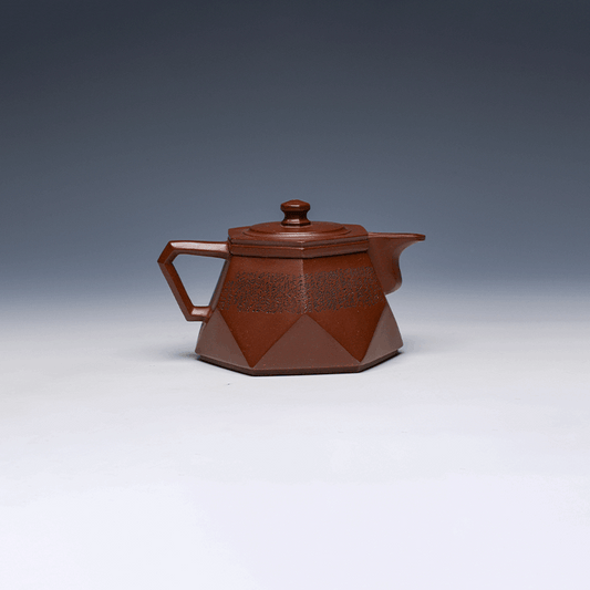 Yixing Teapot, Di Cao Qing Clay, 400ml - Geometric Design