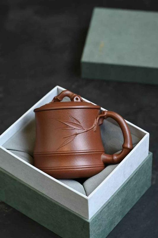 Bamboo Lidded Tea Cup, Zi Ni, 380ml