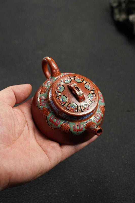 Kong Shan Chan Yun Enamel-Decorated Teapot, Zhu Ni, 130ml