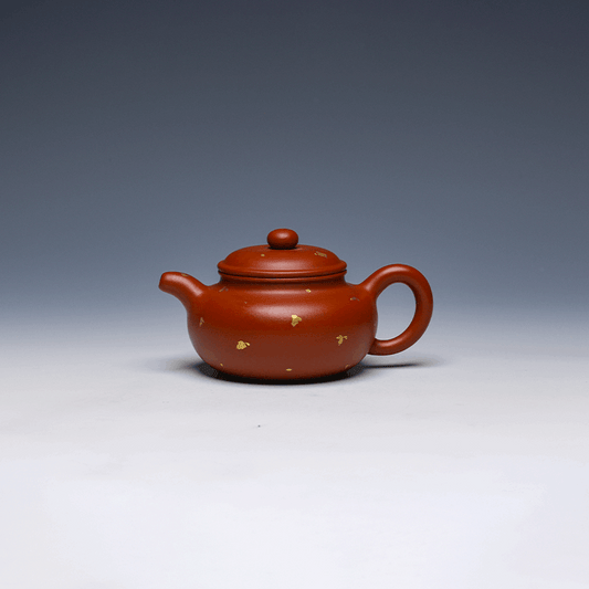 Gold-Splashed Small De Zhong Yixing Zisha Teapot, Da Hong Pao Clay, 150ml