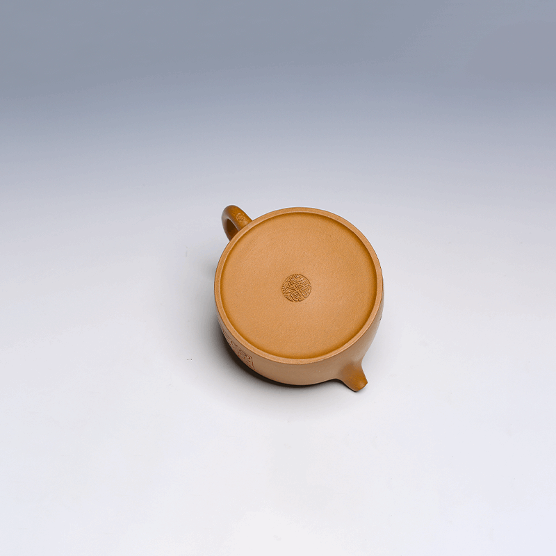 Gold-Splashed Small Fanggu Yixing Zisha Teapot, Da Hong Pao Clay, 200ml