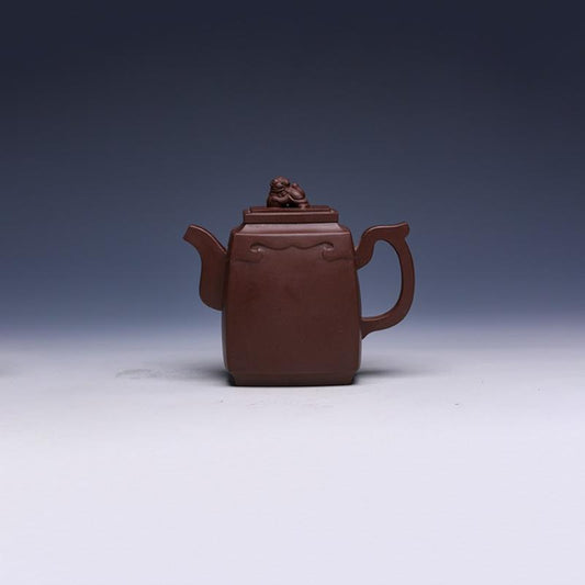 Square Yixing Teapot, Zi Ni Clay, 330ml – Traditional Design - Yixing Teaware