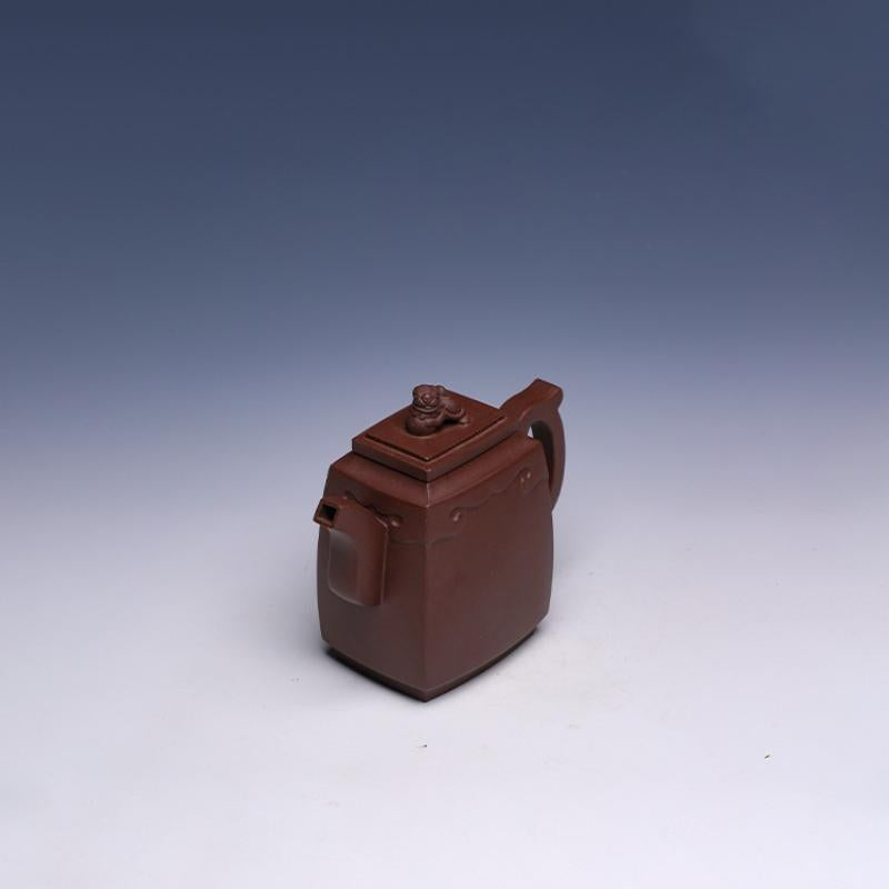 Square Yixing Teapot, Zi Ni Clay, 330ml - Traditional Design