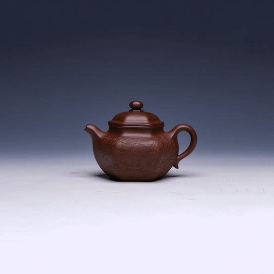 Handmade Yixing Hexagonal Teapot, Zi Ni Clay, 330ml