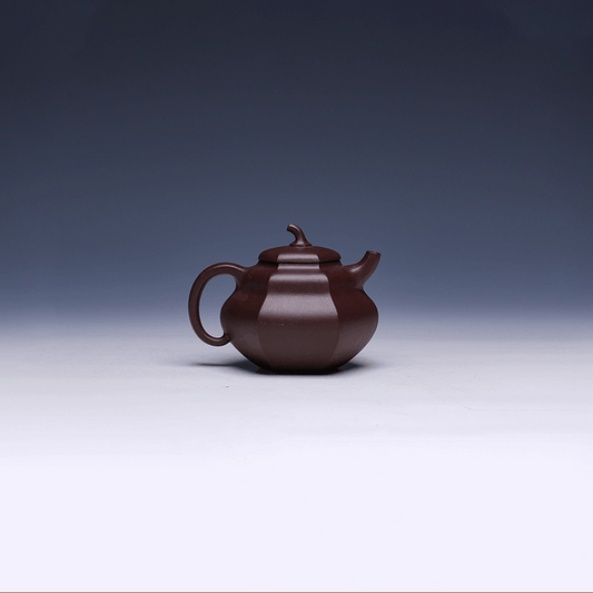 Classic Yixing Teapot, Zi Ni Clay, 200ml (Six-Faceted Pumpkin Form)