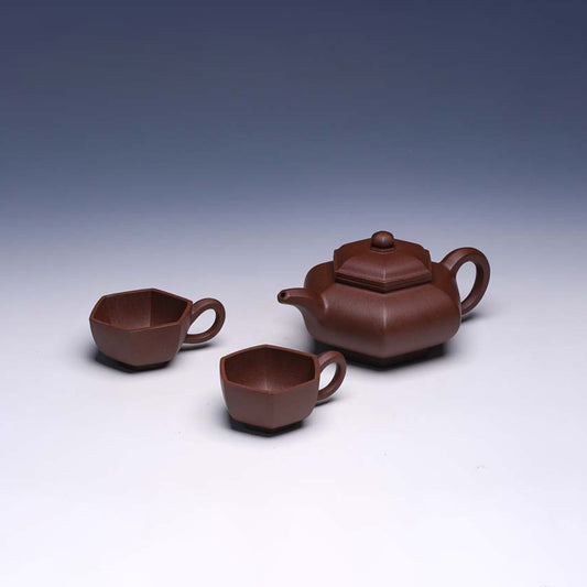 Classic Yixing Teapot Set, Zi Ni Clay, 350ml Teapot + 60ml Cups - Yixing Teaware