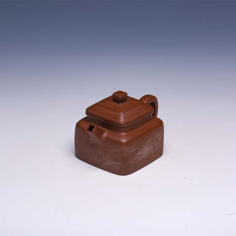 Classic Yixing Teapot, Zi Ni Clay, 170ml (Compact Square Form) - Yixing Teaware