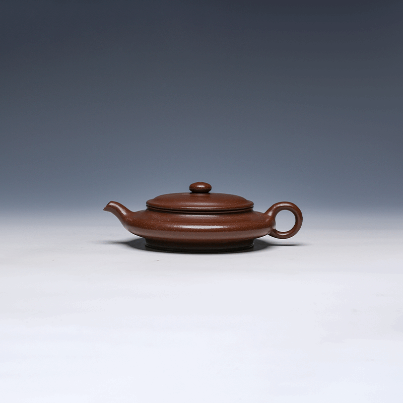 Flat Yixing Zisha Teapot, Purple Clay, 100ml (Gongfu Size)