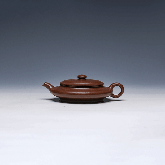 Flat Yixing Zisha Teapot, Purple Clay, 100ml (Gongfu Size)