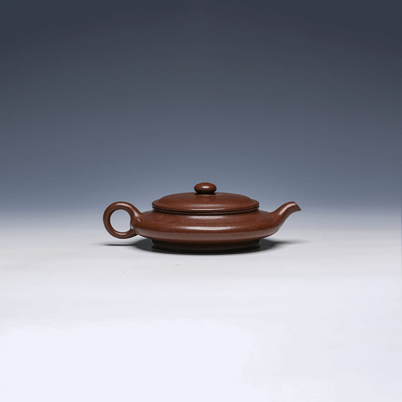 Flat Yixing Zisha Teapot, Purple Clay, 100ml (Gongfu Size)