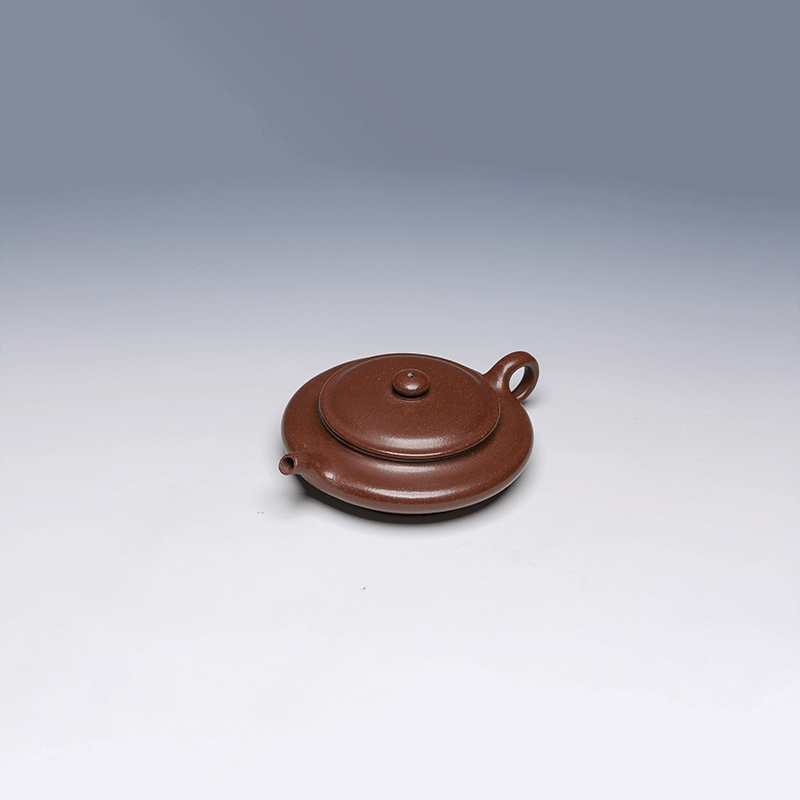 Flat Yixing Zisha Teapot, Purple Clay, 100ml (Gongfu Size)