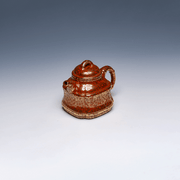 Yixing Teapot with Enamel Gold Finish, Square Design, 350ml