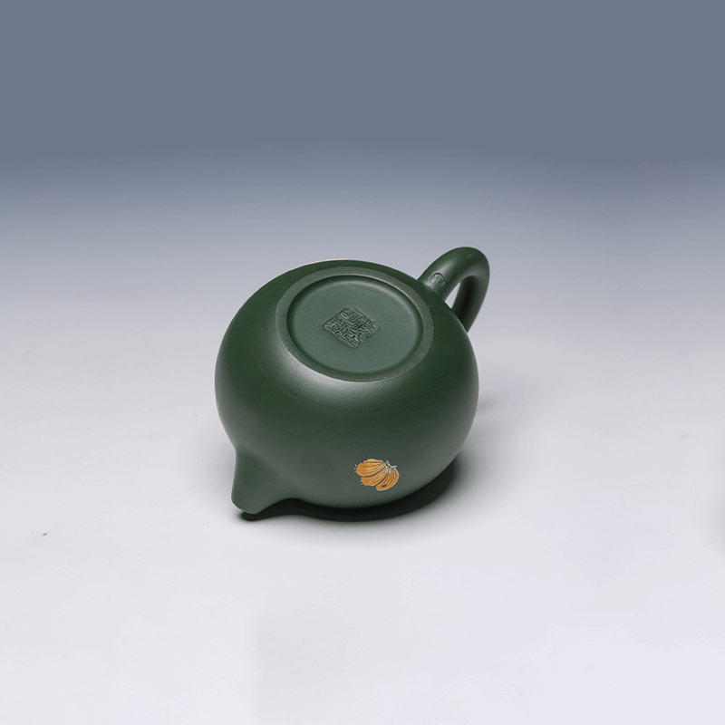 Yixing Teapot, Green Clay, 180ml - Butterfly Design