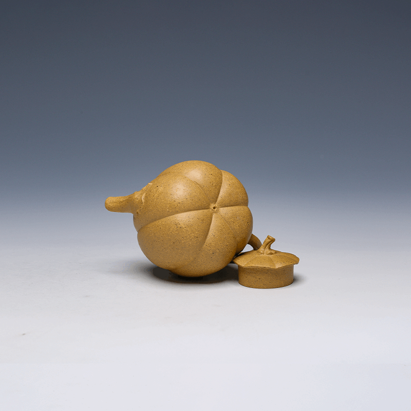 Yixing Teapot, Golden Clay, 100ml - Pumpkin Design