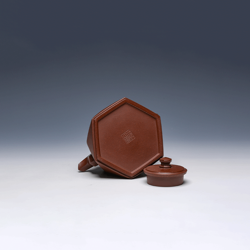Yixing Teapot, Di Cao Qing Clay, 400ml - Geometric Design