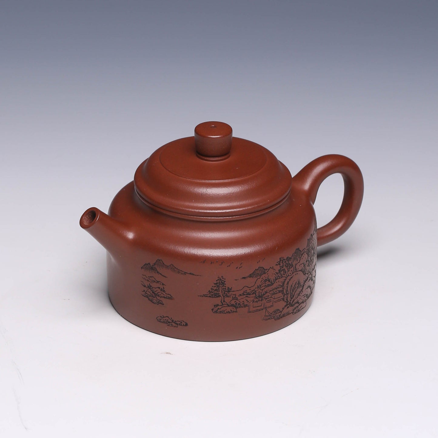 Dezhong Yixing Zisha Teapot with Landscape Carving, Di Cao Qing Clay - Yixing Teaware