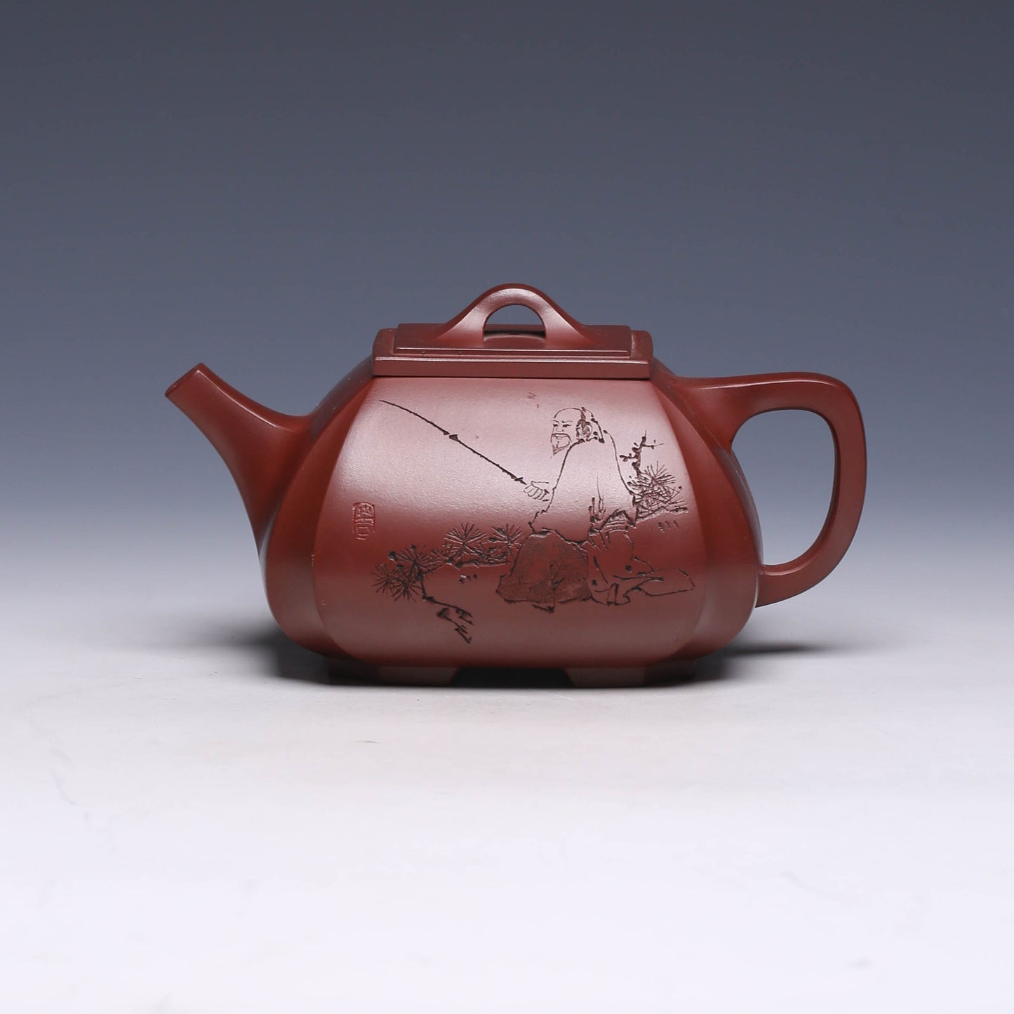 Rare Square Stone Yixing Teapot by Jiang Jianjun, Long Xue Sha Clay, 450ml - Yixing Teaware