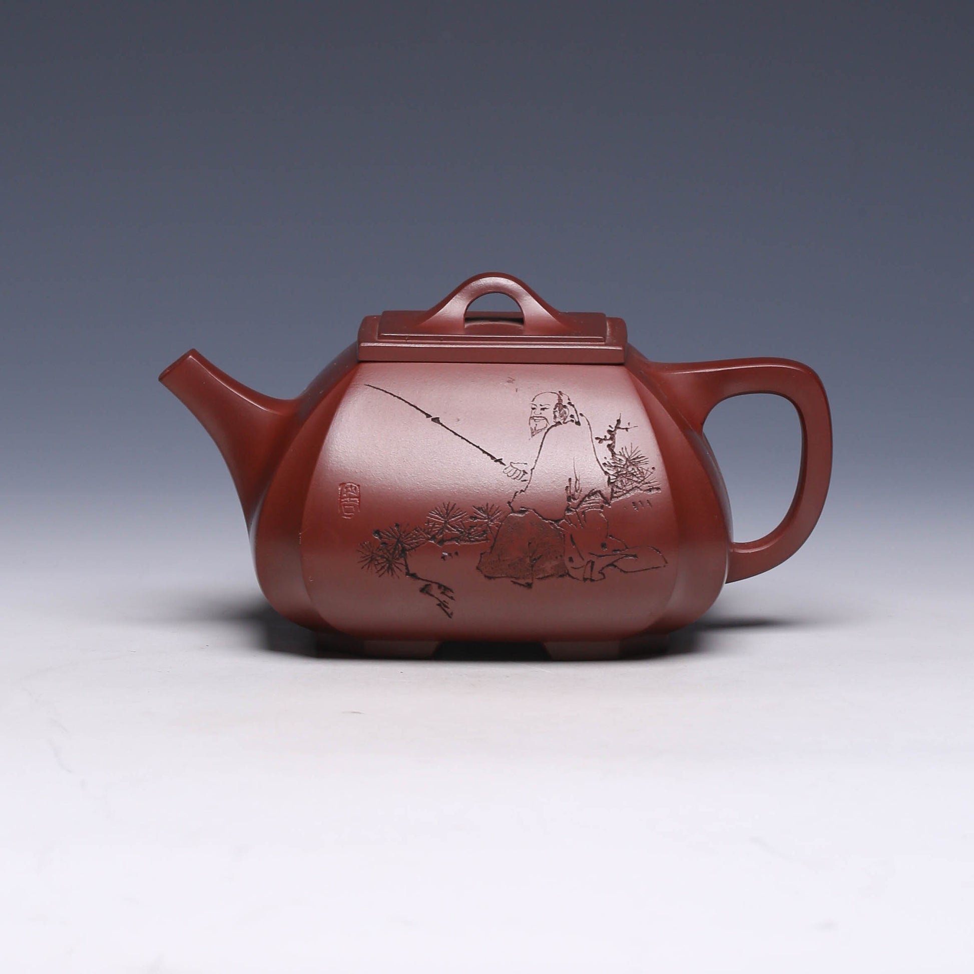 Rare Square Stone Yixing Teapot by Jiang Jianjun, Long Xue Sha Clay, 450ml - Yixing Teaware