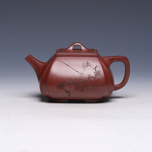 Rare Square Stone Yixing Teapot by Jiang Jianjun, Long Xue Sha Clay, 450ml - Yixing Teaware