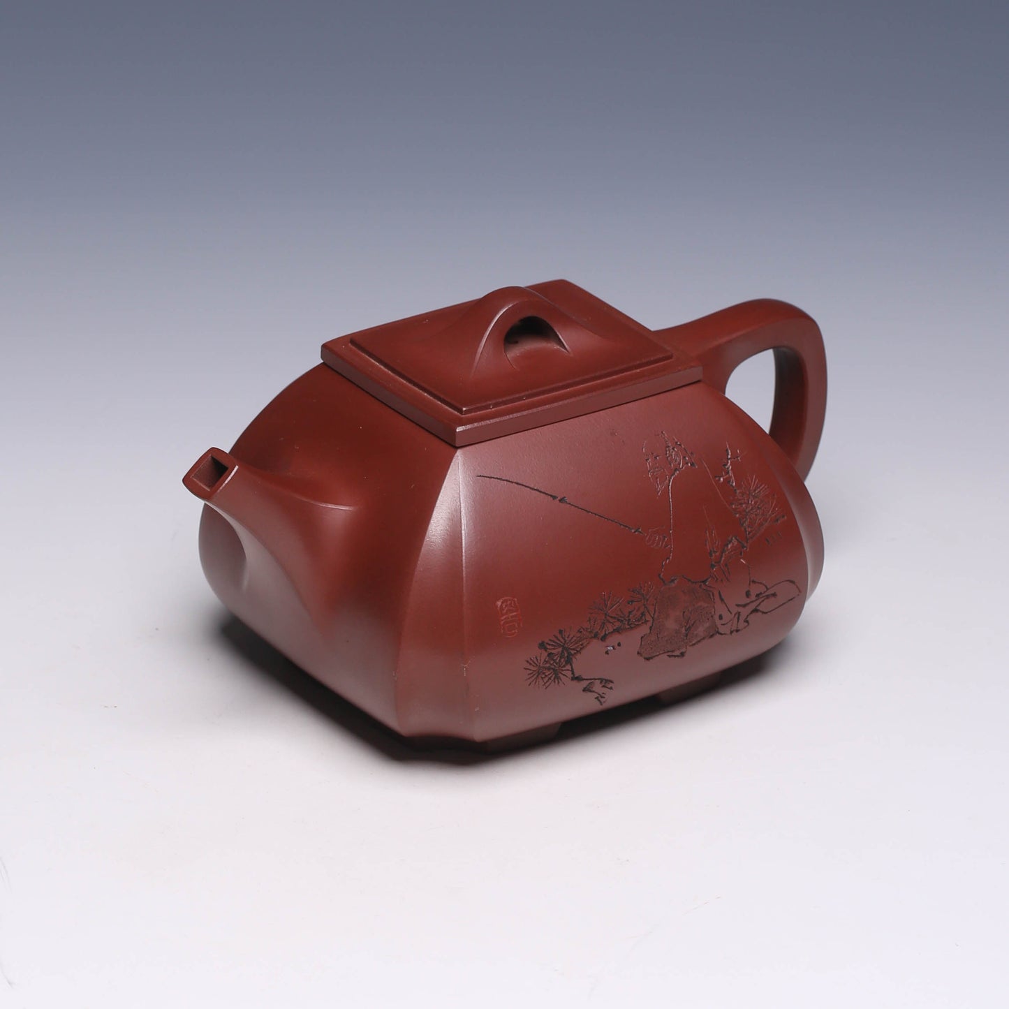Rare Square Stone Yixing Teapot by Jiang Jianjun, Long Xue Sha Clay, 450ml - Yixing Teaware