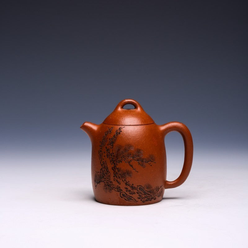Engraved Yixing Teapot by Zhang Guowei, Duan Clay, 250ml (Qin Quan Style) - Yixing Teaware