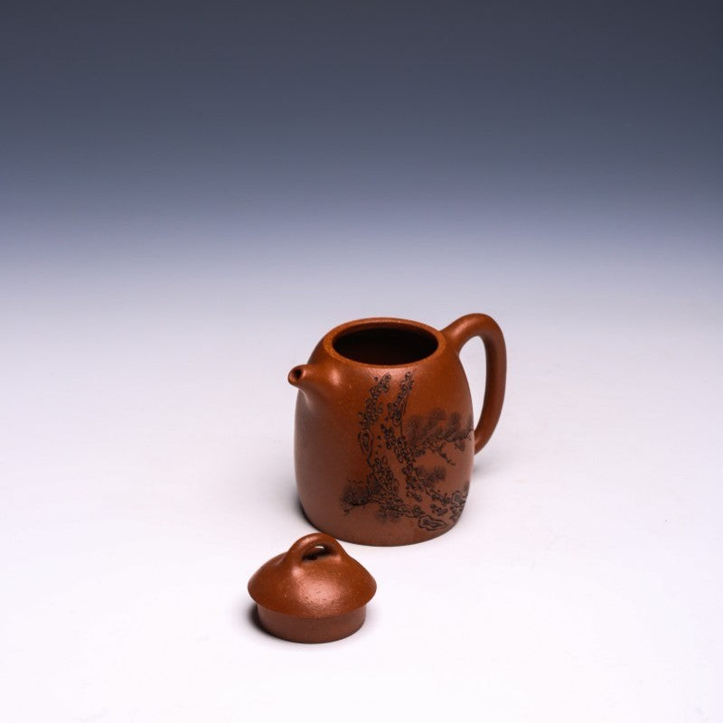 Engraved Yixing Teapot by Zhang Guowei, Duan Clay, 250ml (Qin Quan Style) - Yixing Teaware