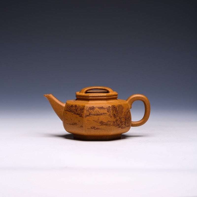 Yixing Teapot by Zhang Guowei, Duan Clay, 250ml - Hexagonal Design