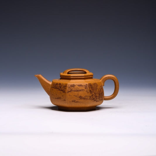 Handcrafted Yixing Teapot by Zhang Guowei, Duan Clay, 250ml – Hexagonal Design - Yixing Teaware