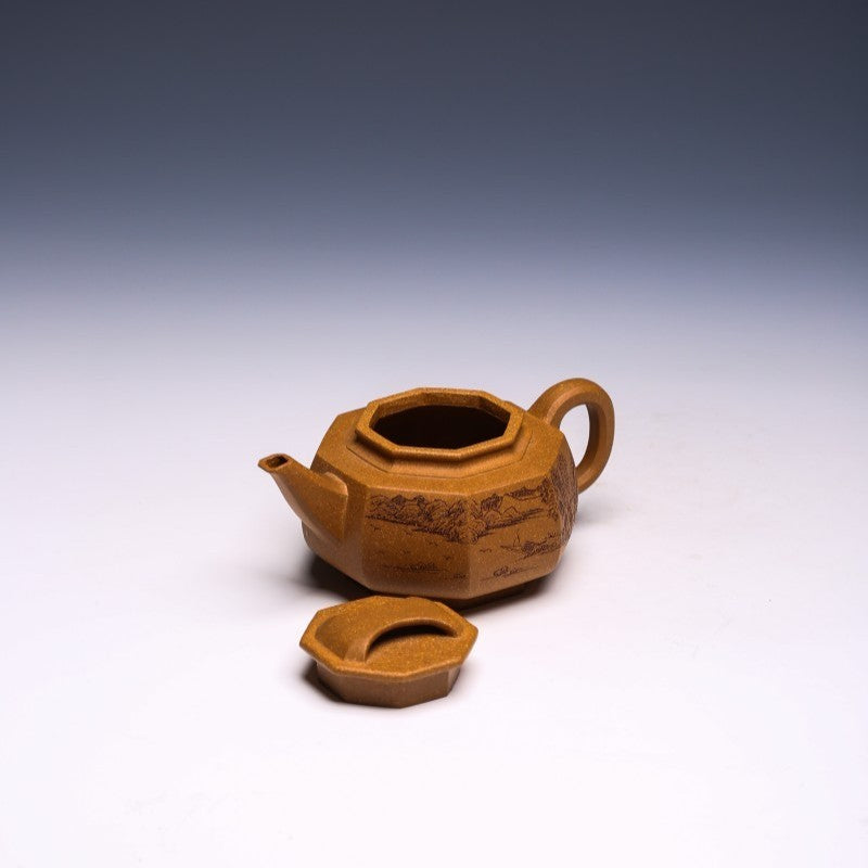 Yixing Teapot by Zhang Guowei, Duan Clay, 250ml - Hexagonal Design