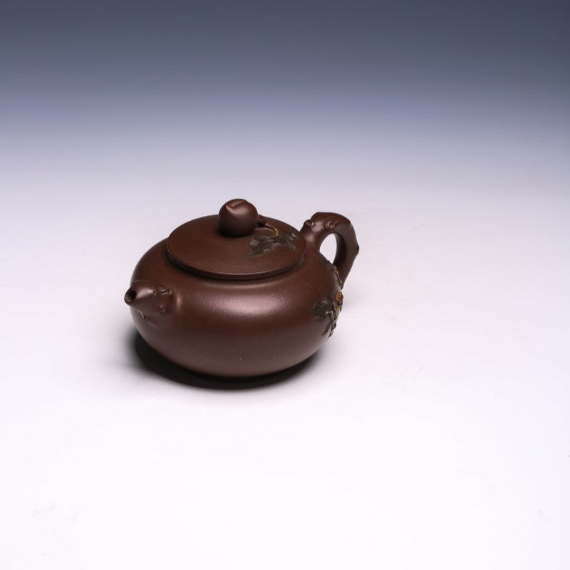 Longevity Peach Yixing Teapot by Lu Shixing, Lao Zi Ni Clay, 330ml (Decorative Style) - Yixing Teaware
