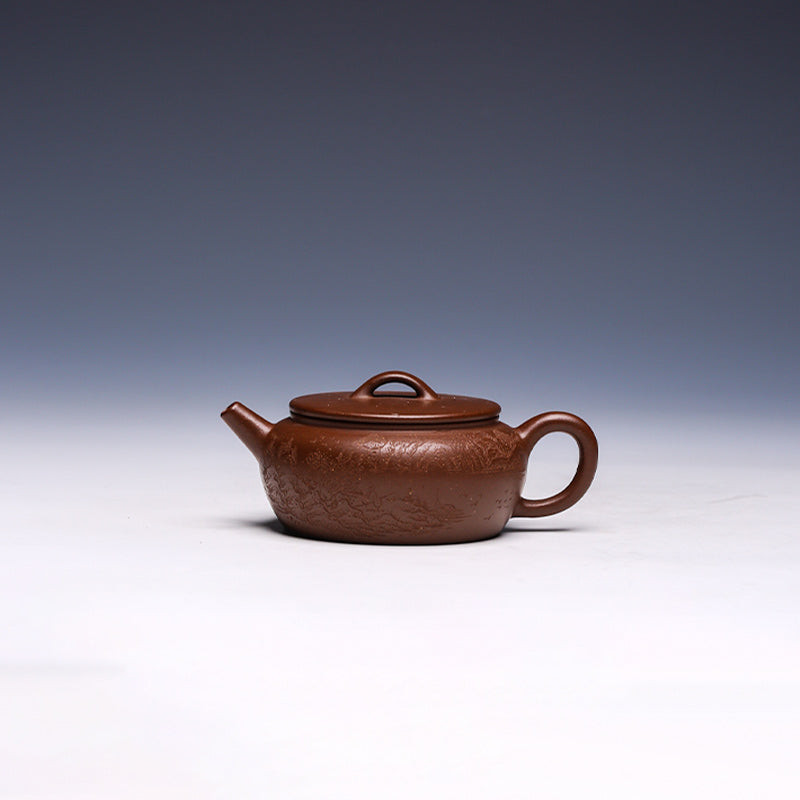 Mini Engraved Yuan Gu Yixing Teapot, Wen Ge Zi Ni Clay, 130ml - Yixing Teaware