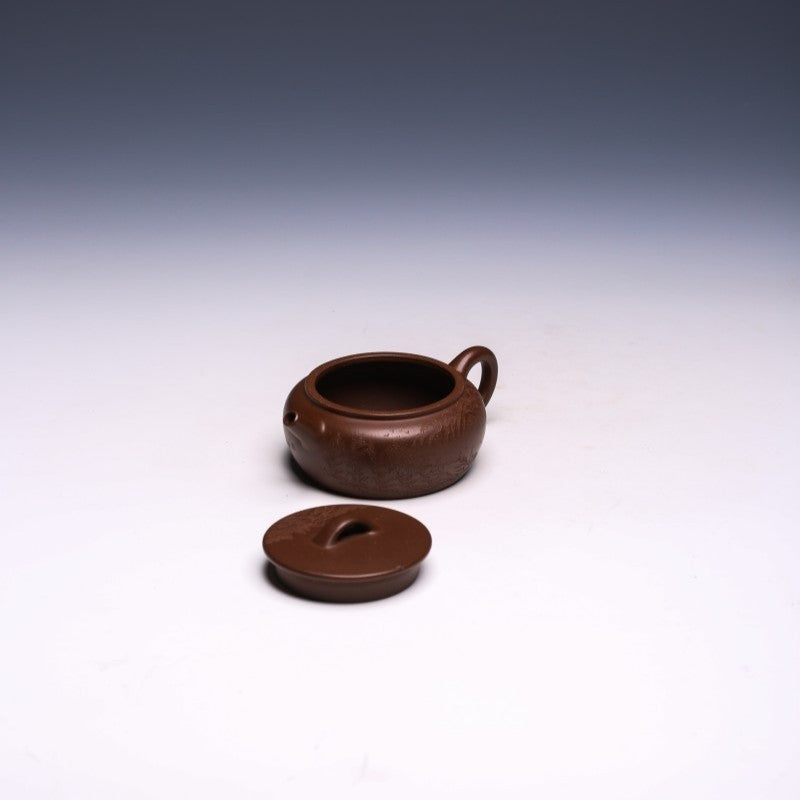 Mini Engraved Yuan Gu Yixing Teapot, Wen Ge Zi Ni Clay, 130ml - Yixing Teaware