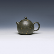 Yixing Teapot, Green Clay, 400ml - Gold Detail
