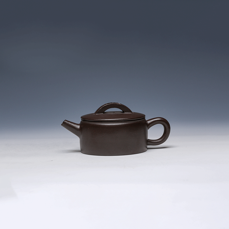 Yixing Teapot, Zisha Clay, 130ml - Unique Flat Design