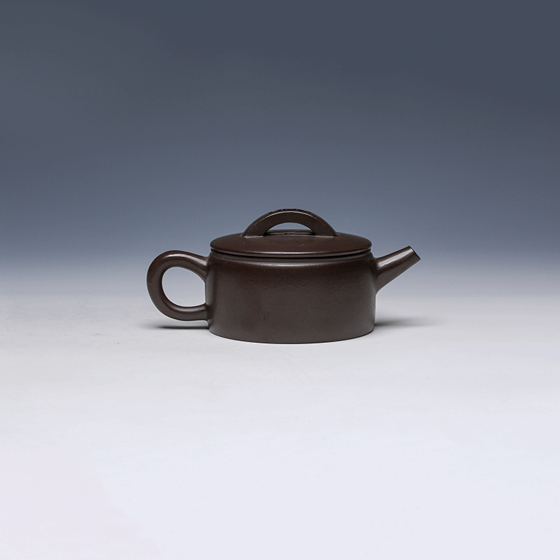 Yixing Teapot, Zisha Clay, 130ml - Unique Flat Design