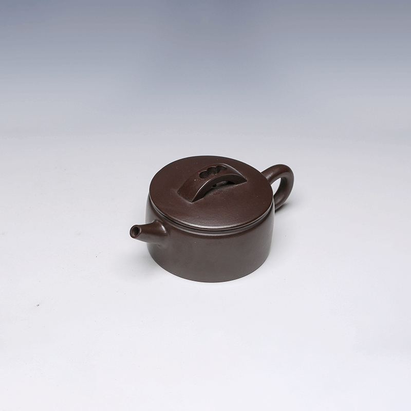 Yixing Teapot, Zisha Clay, 130ml - Unique Flat Design