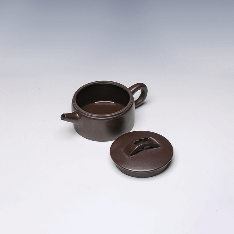 Yixing Teapot, Zisha Clay, 130ml - Unique Flat Design