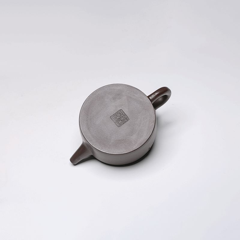 Yixing Teapot, Zisha Clay, 130ml - Unique Flat Design