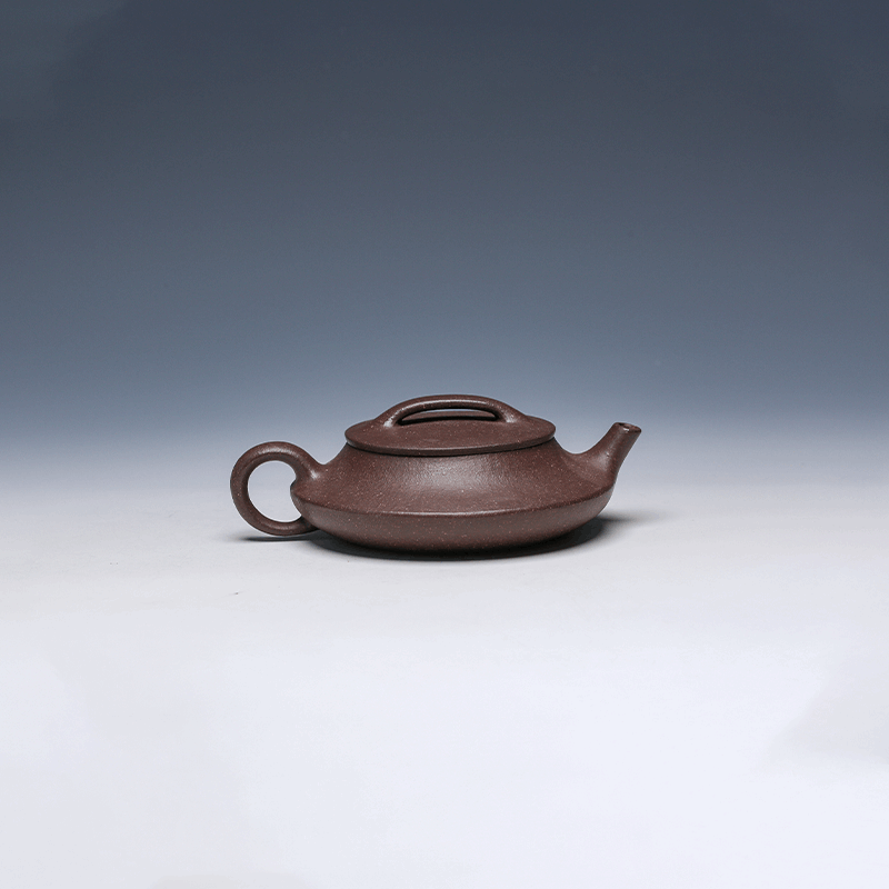 Sang Bian Yixing Teapot, Qing Hui Clay, 175ml - Flat Rounded Form