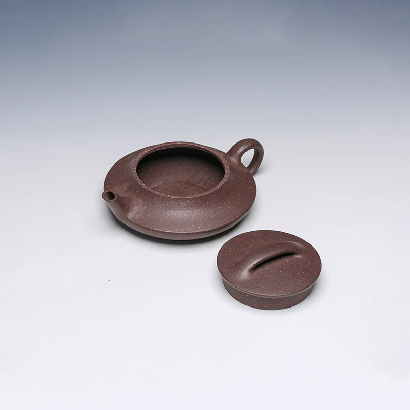 Sang Bian Yixing Teapot, Qing Hui Clay, 175ml - Flat Rounded Form