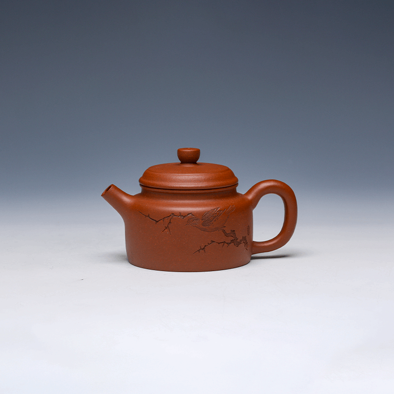 De Zhong Yixing Teapot, Di Cao Qing Clay, 150ml - Classic Cylindrical Form