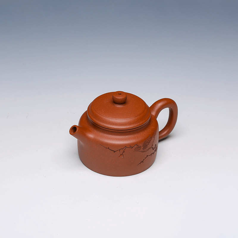 De Zhong Yixing Teapot, Di Cao Qing Clay, 150ml - Classic Cylindrical Form