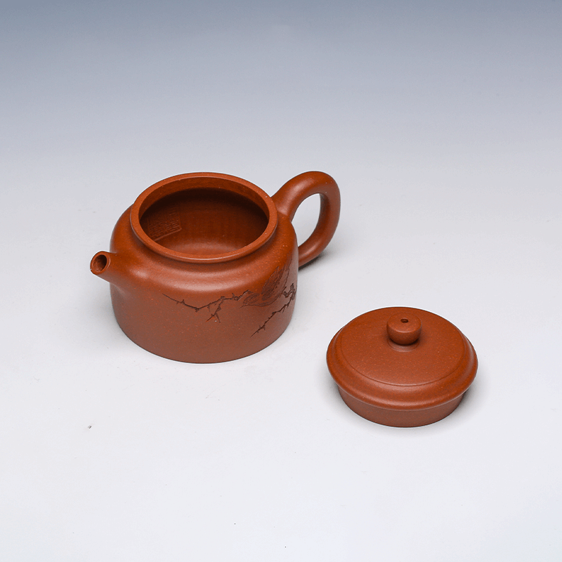 De Zhong Yixing Teapot, Di Cao Qing Clay, 150ml - Classic Cylindrical Form
