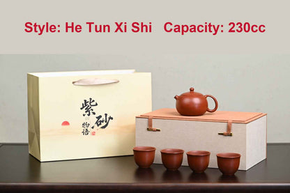 Chen Huajun Wenge Lao Zini One Teapot Four Cups Set - Gift Box Styles
