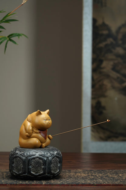 Lucky Cat Zisha Tea Pet and Incense Holder - view 9