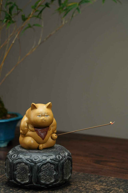 Lucky Cat Zisha Tea Pet and Incense Holder